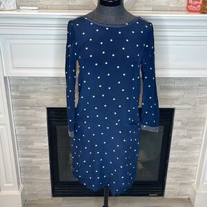 J. Crew Silk Shift Dress in Navy Polka Dot Size 4